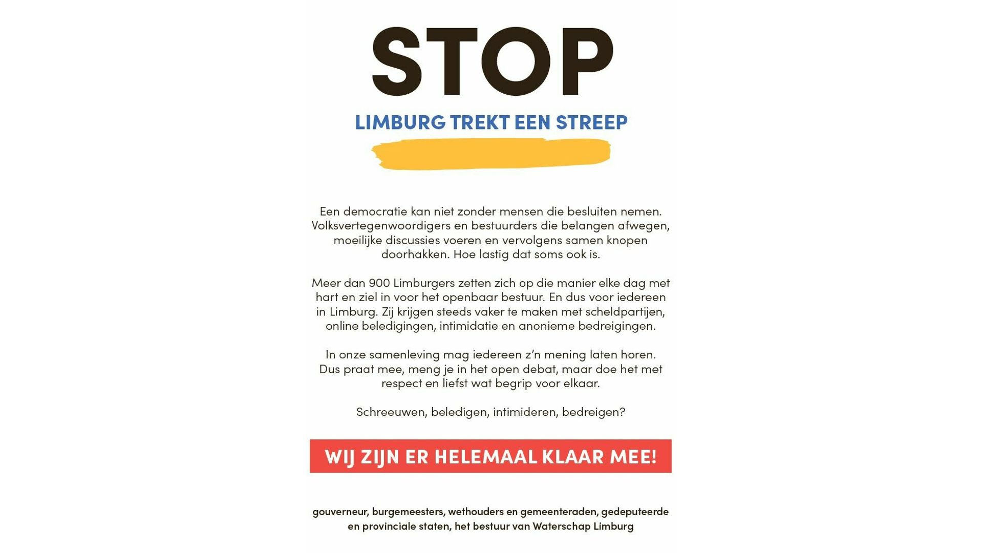 Limburgse bestuurders trekken aan de bel: ‘Tot hier en niet verder’