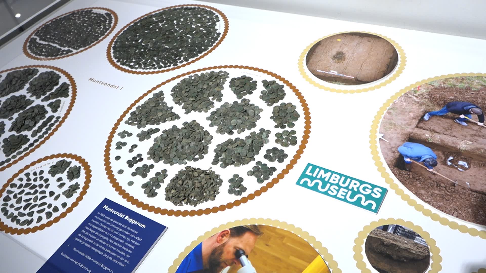 In Buggenum gevonden Romeinse munten uit het jaar 395 te zien in Limburgs Museum