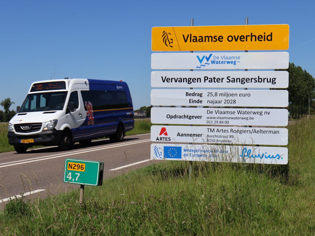 Projectbord vervanging Pater Sangersbrug (Maasbrug) Maaseik