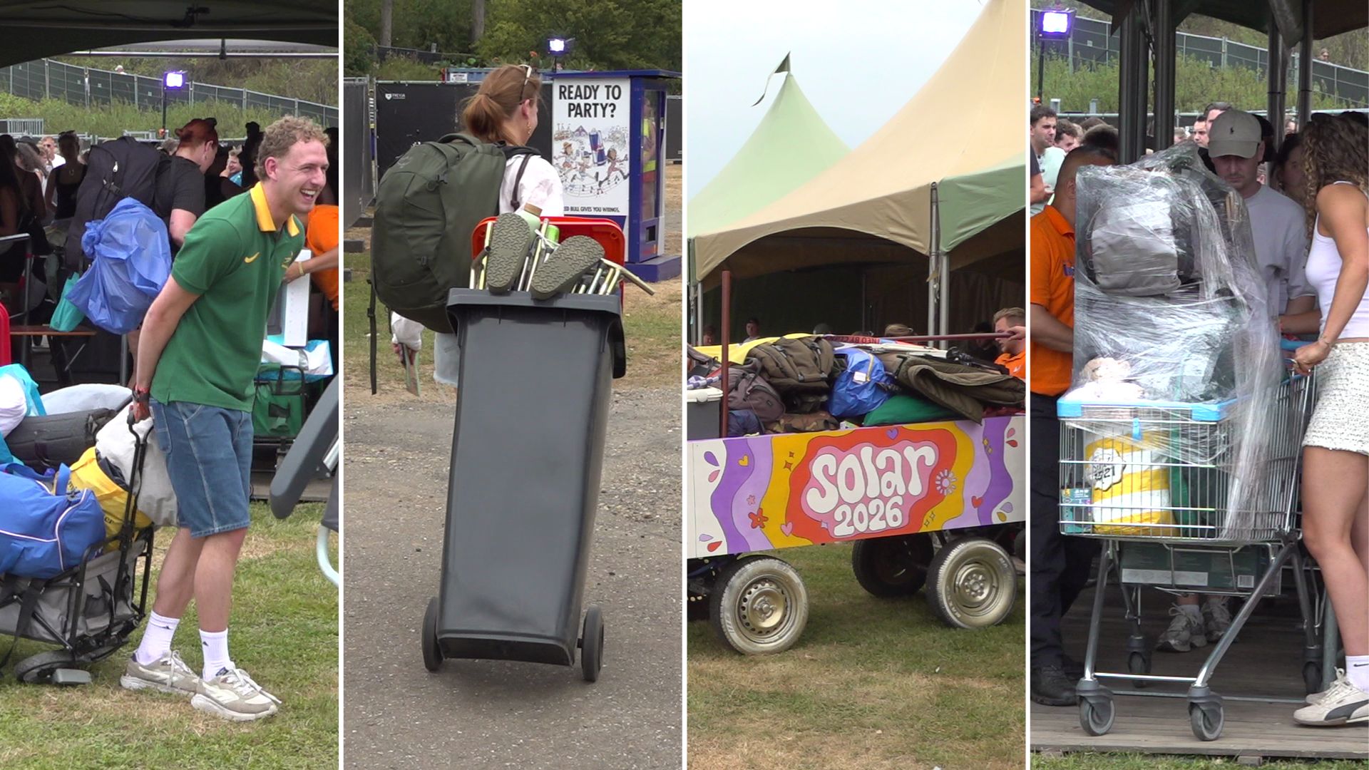 ▶️ Uitverkochte Solar-camping opent met creatief bagagevervoer: van kliko tot winkelkar